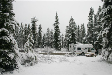 Camper, camping, Lake Louise, Canada